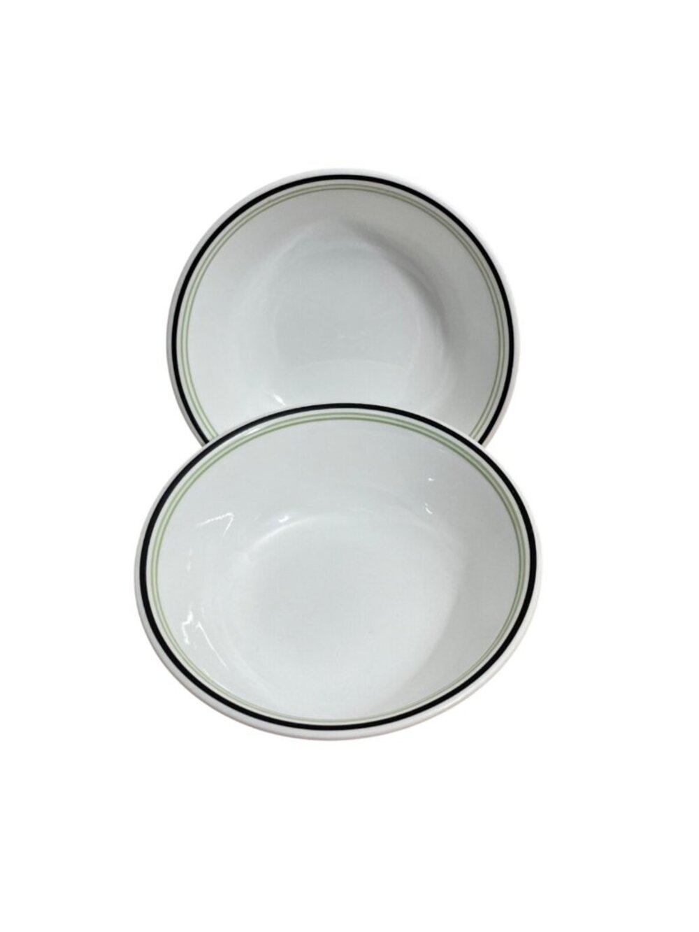Vtg Corelle Black Orchid Pattern Bowls 8 inch Set Of 2 White Green Black Corning
